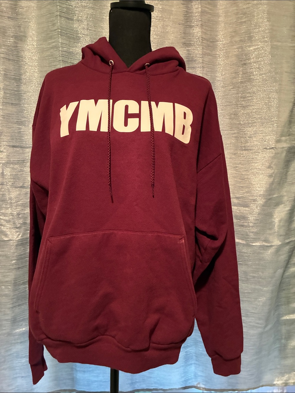 YMC Burgundy Pullover Hoodie with White Logo